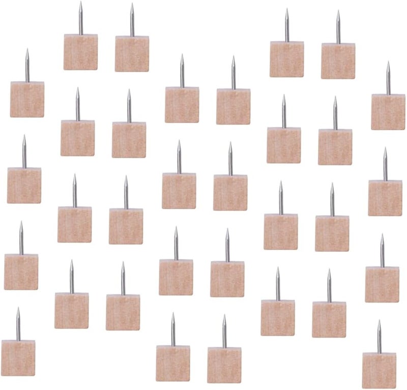 Jojofuny 50 Pcs Square Wooden Push Pins Thumbtacks For Cork Board Map Bulletin Board - Image 1
